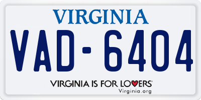 VA license plate VAD6404