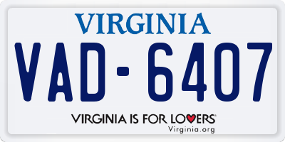 VA license plate VAD6407