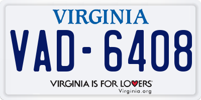 VA license plate VAD6408