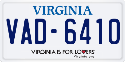 VA license plate VAD6410
