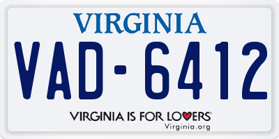 VA license plate VAD6412