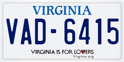 VA license plate VAD6415
