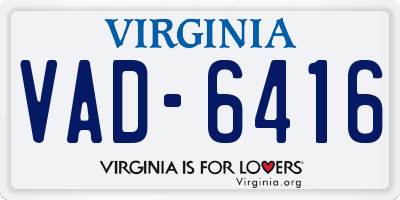 VA license plate VAD6416