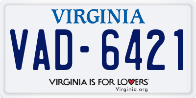 VA license plate VAD6421