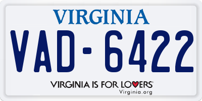 VA license plate VAD6422