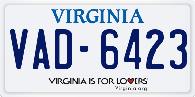 VA license plate VAD6423