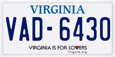 VA license plate VAD6430