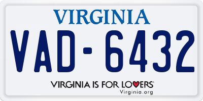 VA license plate VAD6432