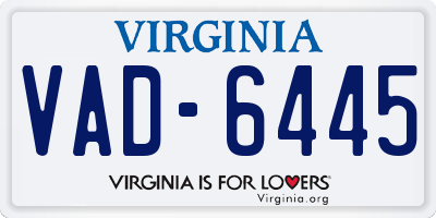 VA license plate VAD6445
