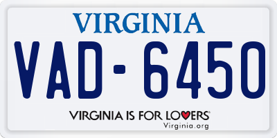 VA license plate VAD6450