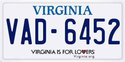 VA license plate VAD6452