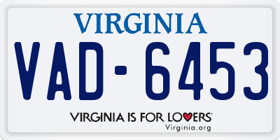 VA license plate VAD6453