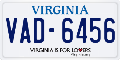 VA license plate VAD6456