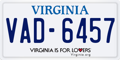 VA license plate VAD6457