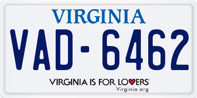 VA license plate VAD6462