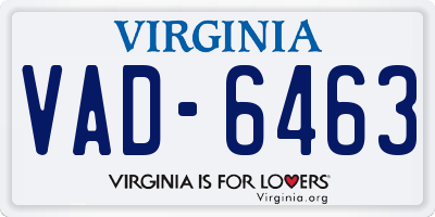 VA license plate VAD6463