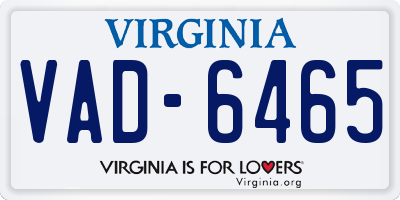 VA license plate VAD6465