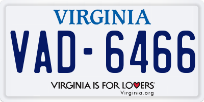 VA license plate VAD6466