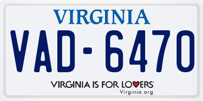 VA license plate VAD6470