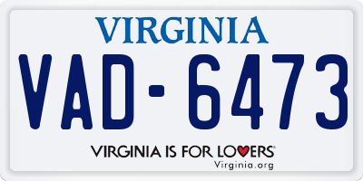 VA license plate VAD6473