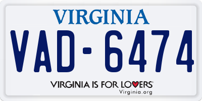 VA license plate VAD6474