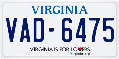 VA license plate VAD6475
