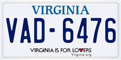 VA license plate VAD6476
