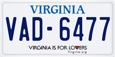 VA license plate VAD6477