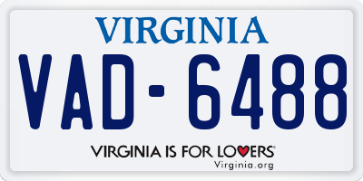 VA license plate VAD6488