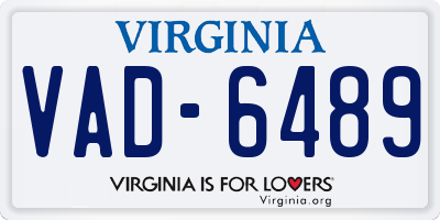 VA license plate VAD6489