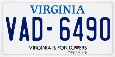 VA license plate VAD6490