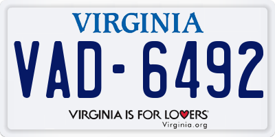VA license plate VAD6492