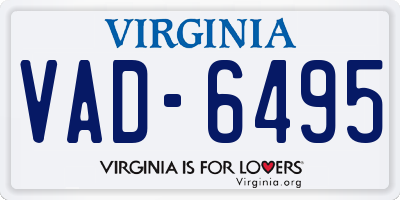 VA license plate VAD6495
