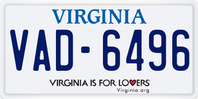 VA license plate VAD6496
