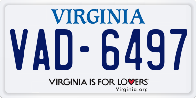 VA license plate VAD6497