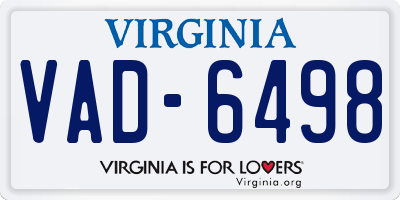 VA license plate VAD6498