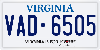VA license plate VAD6505