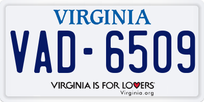VA license plate VAD6509