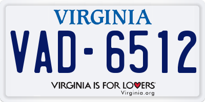 VA license plate VAD6512