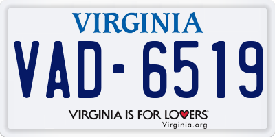 VA license plate VAD6519