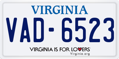 VA license plate VAD6523