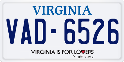 VA license plate VAD6526