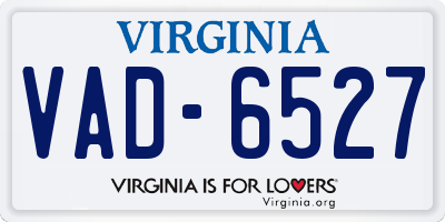 VA license plate VAD6527