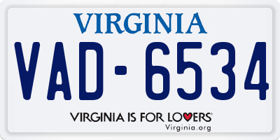 VA license plate VAD6534
