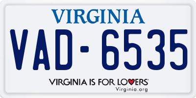 VA license plate VAD6535