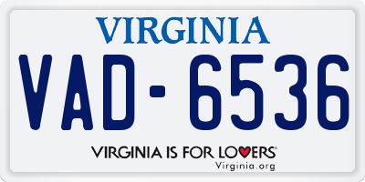 VA license plate VAD6536