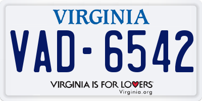 VA license plate VAD6542