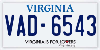 VA license plate VAD6543