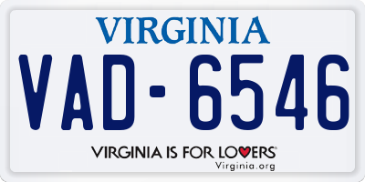 VA license plate VAD6546