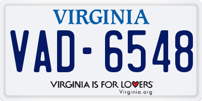 VA license plate VAD6548